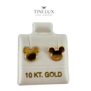 Disney Collection - Earrings Studs Yellow Gold 10K Screwback Mickey Mouse Plain
